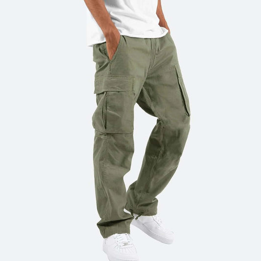 Men'S  Drawstring Multi-Pocket Casual Pants